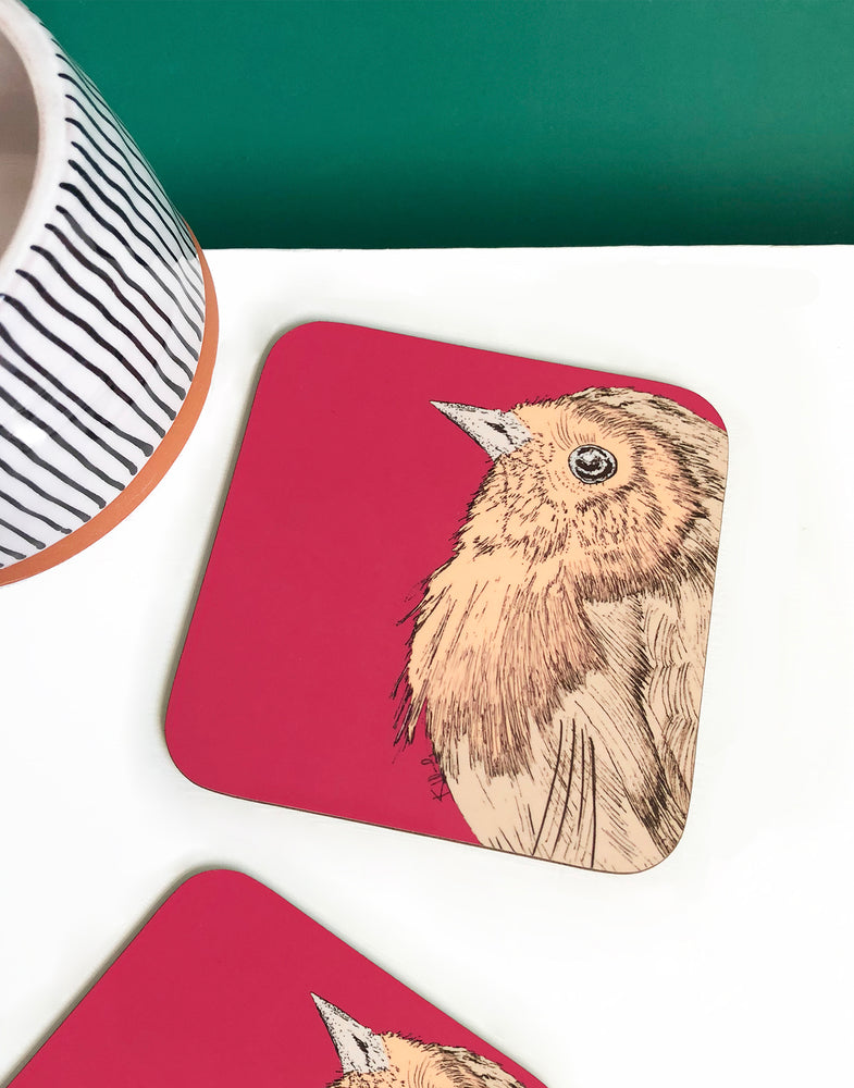 Robin Tea towel and Coaster Gift Set